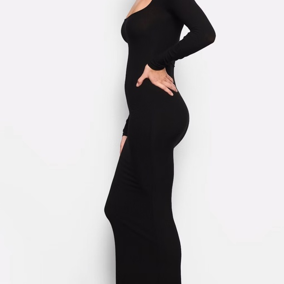 SKIMS soft lounge long sleeve dress ONYX sz L - Picture 2 of 5